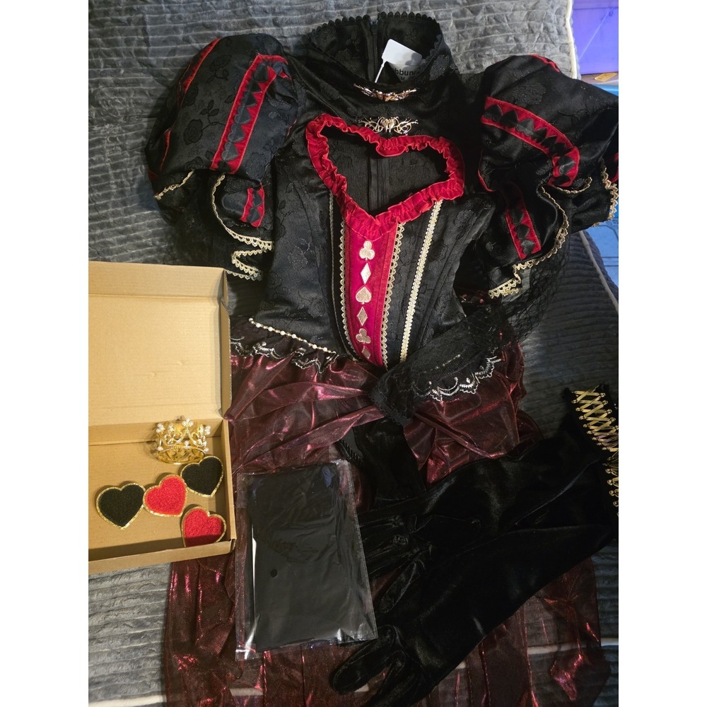 Red Queen Hearts Cosplay Costume Gothic Lingerie Bodysuit Women MED Miccostumes - Picture 12 of 16